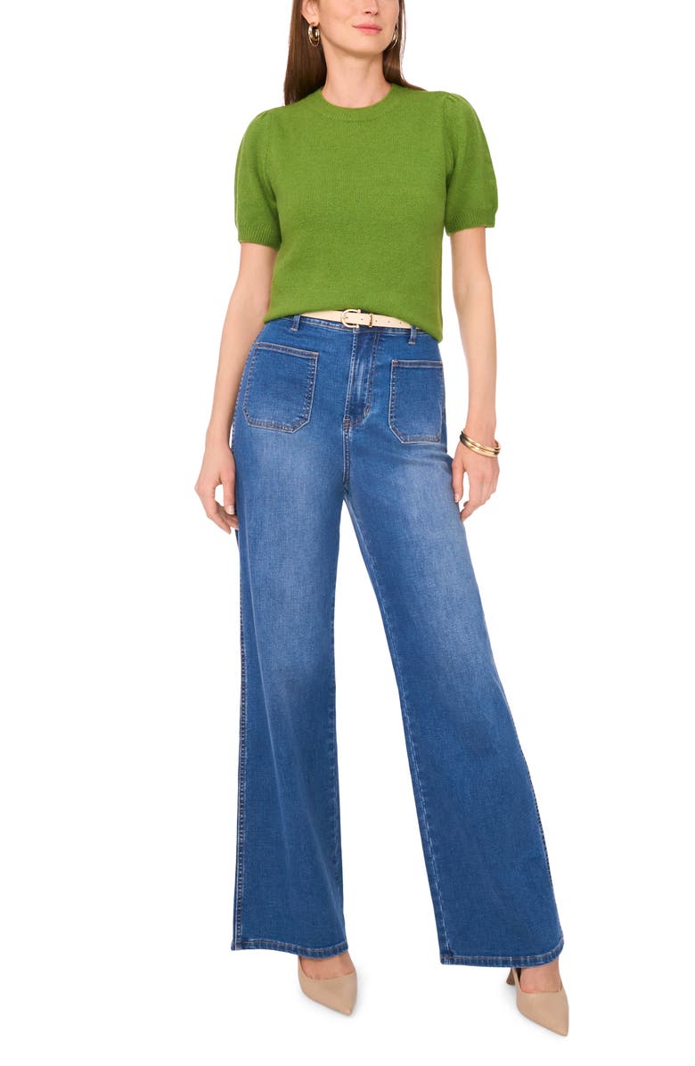 Vince Camuto Puff Sleeve Sweater, Alternate, color, Salted Lime