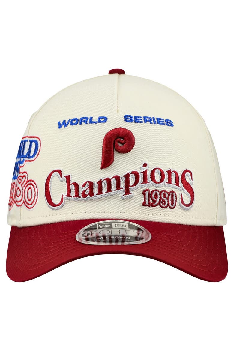 Men's New Era  Cream/Red Philadelphia Phillies World Series 9FORTY M-Crown A-Frame Adjustable Hat, Alternate, color, Cream