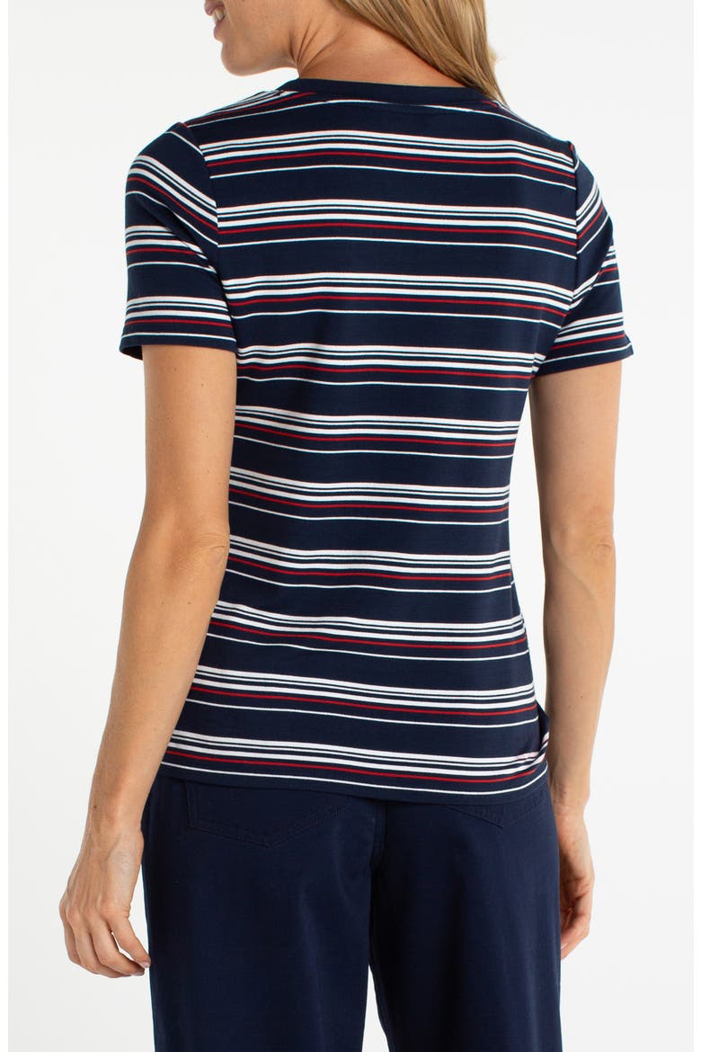 Short Sleeve V-Neck T-Shirt, Alternate, color, DARK NAVY/ WHITE/ RED STRIPE