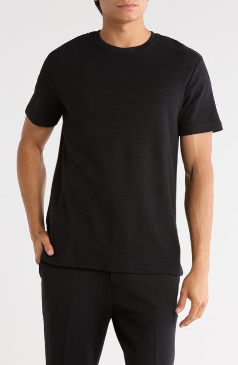 Horizontal Stripe Textured Knit T-Shirt