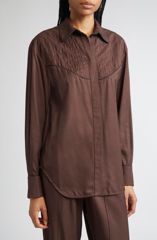 Golden Goose Journey Quilted Yoke Button-up Shirt In Brown