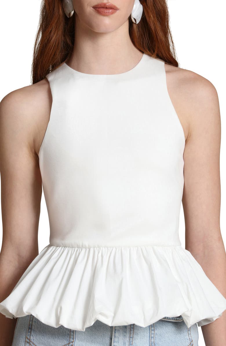 Avec Les Filles Peplum Tank, Alternate, color, White