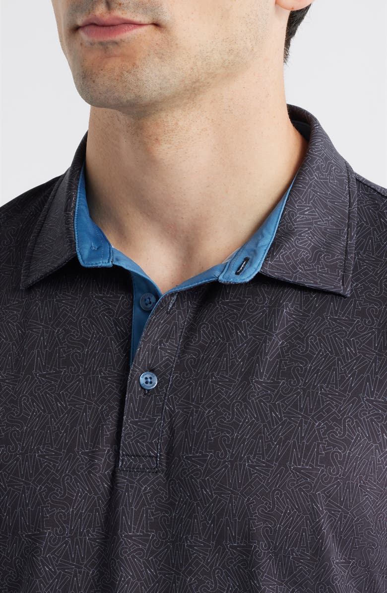 Swannies Swanson Logo Print Polo, Alternate, color, Black