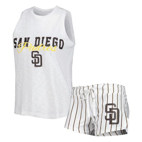 Women's Concepts Sport White San Diego Padres Reel Pinstripe Tank Top & Shorts Sleep Set