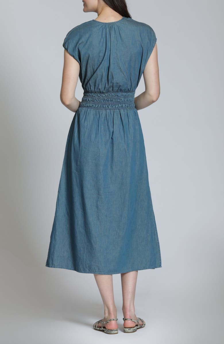 APNY Smocked Waist Denim Midi Dress, Alternate, color, 