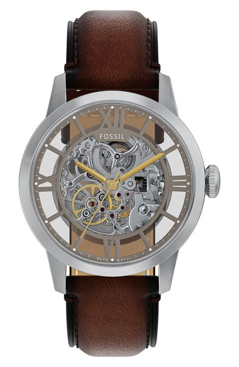 Townsman Leather Strap Watch, 44mm