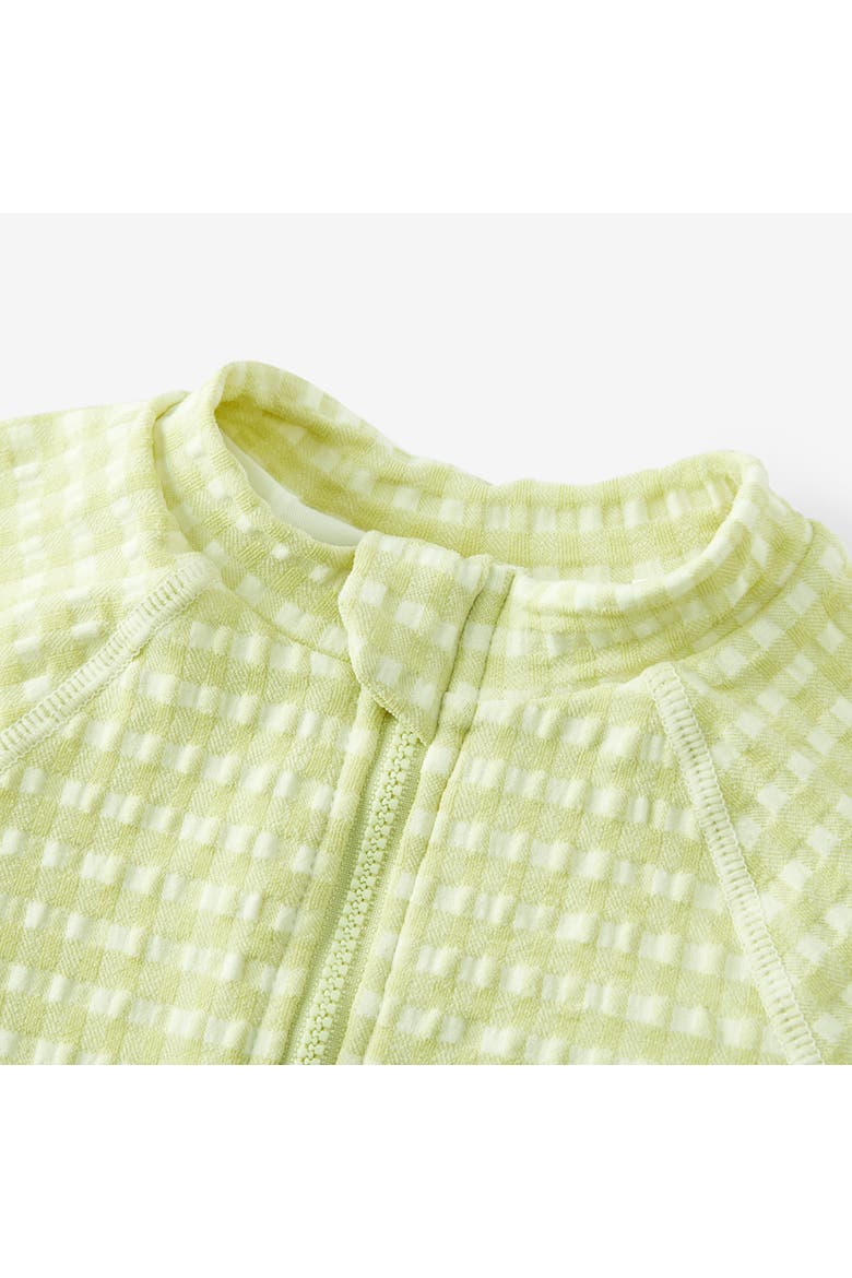 Zipper Shortall Swimsuit, Alternate, color, Green Gingham