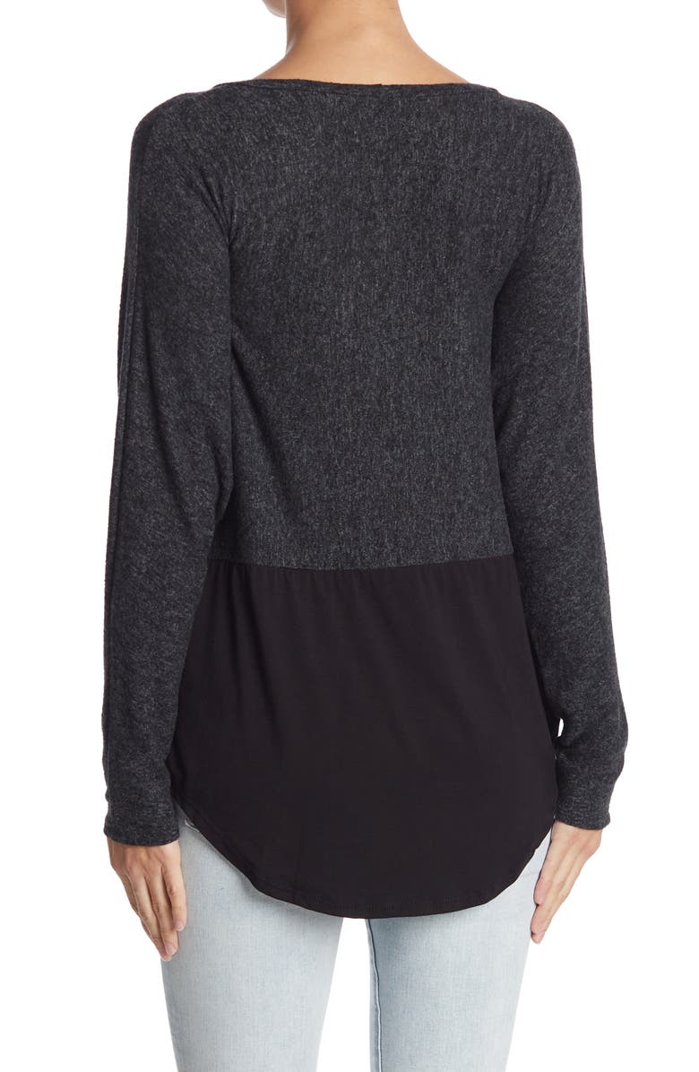 GO COUTURE Contrast Hem Top, Alternate, color, Charcoal