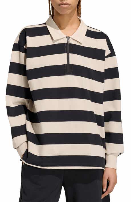 Striped Quarter Zip Cotton Polo