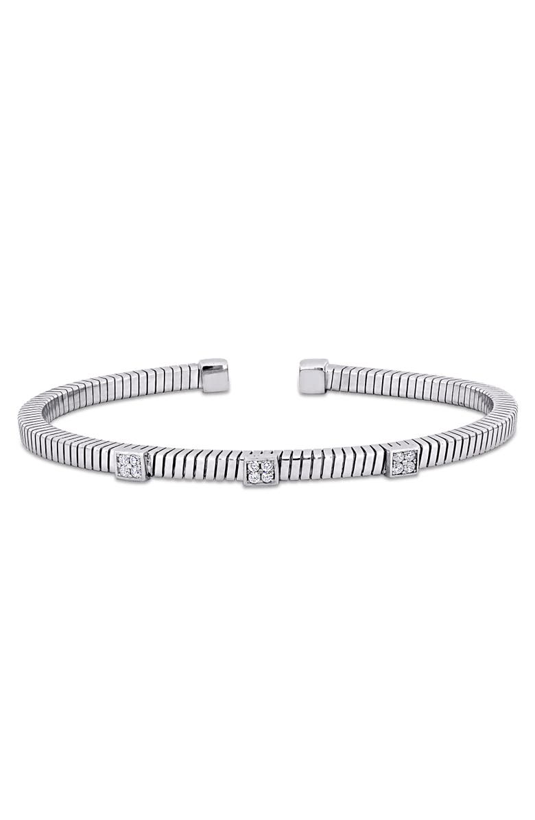 Julianna B. 3/8 CTW Cubic Zirconia Station Bangle Bracelet, Main, color, Sterling Silver