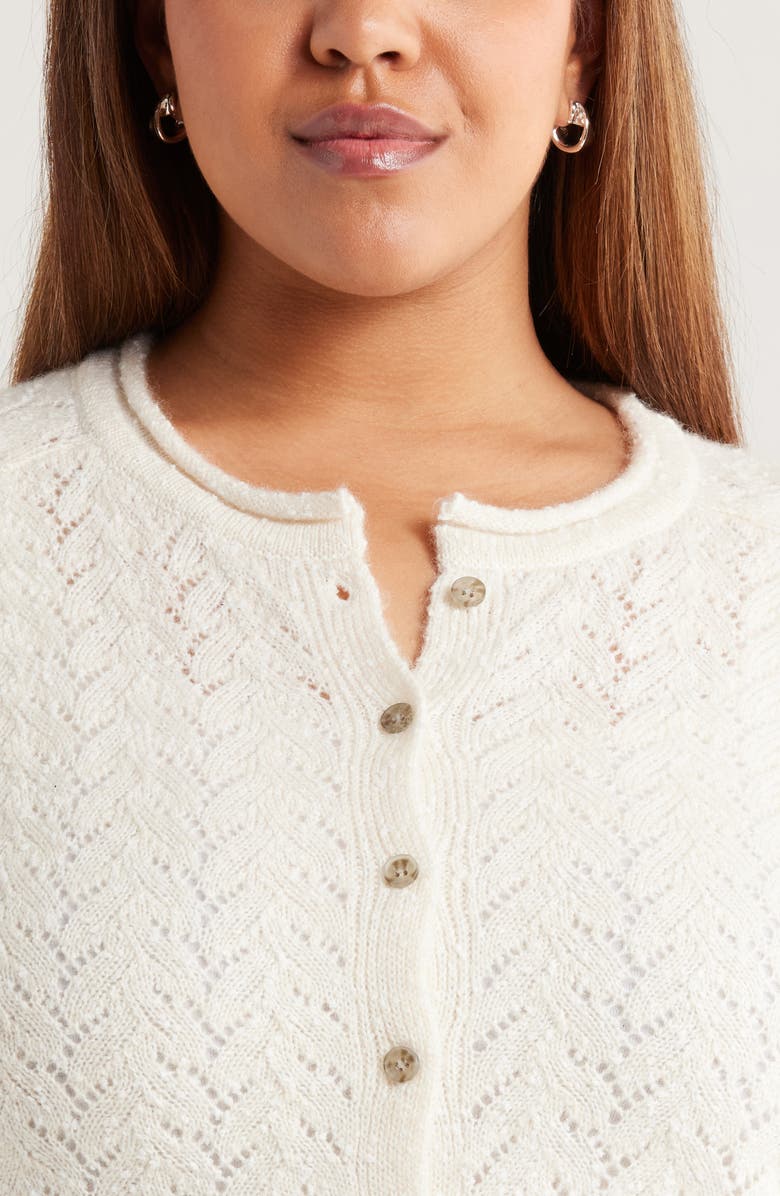 Treasure & Bond Nep Pointelle Cardigan, Alternate, color, Ivory Dove