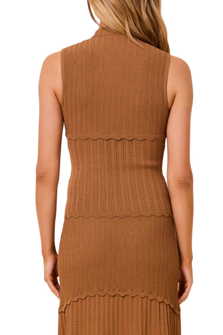 Amara Mock Neck Pointelle Knit Top, Alternate, color, CAMEL