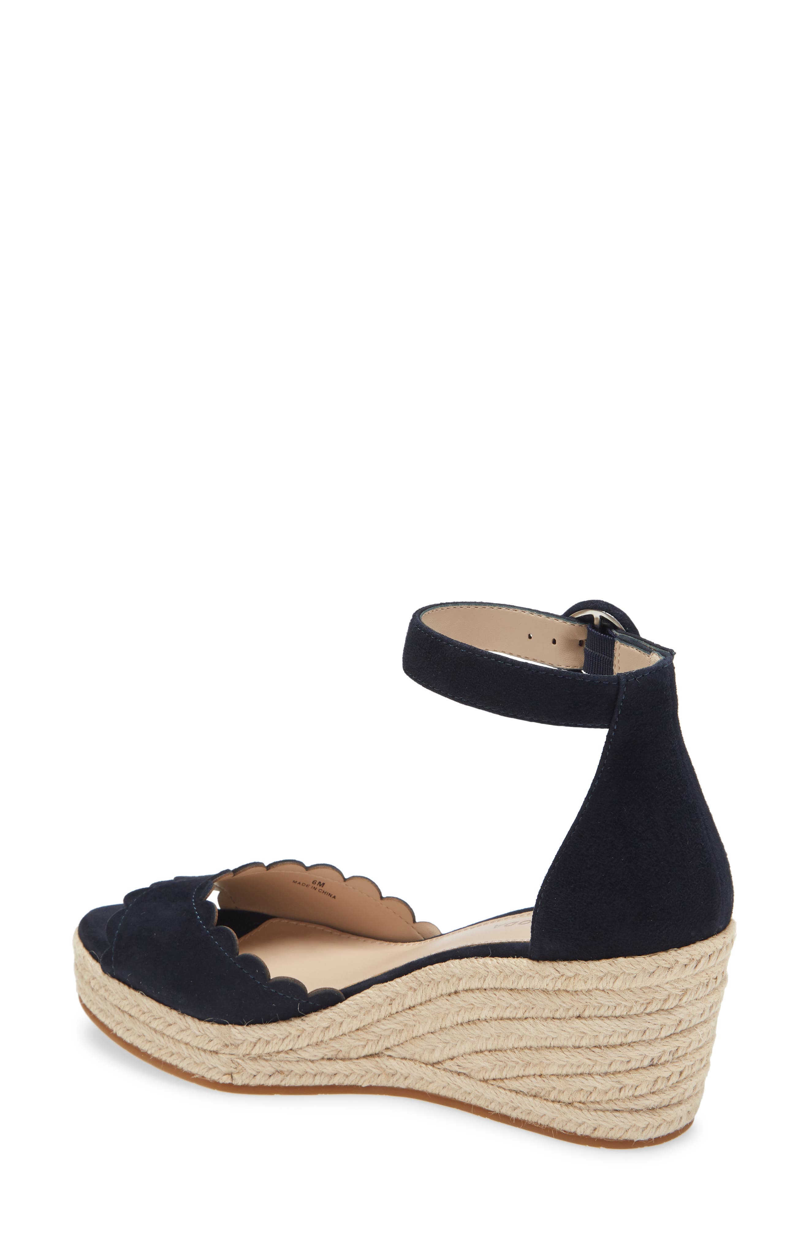 Krisa Scalloped Wedge Sandal, Alternate, color, MIDNIGHT