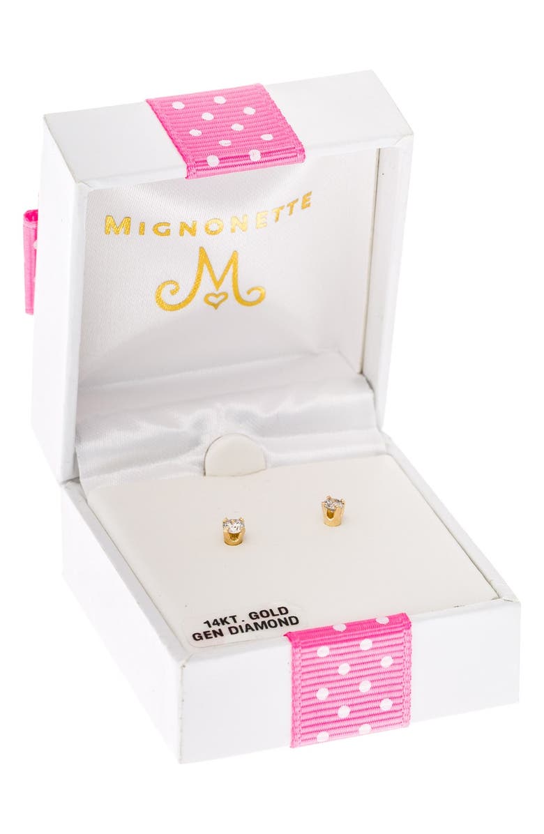 Mignonette 14k Yellow Gold & Diamond Stud Earrings, Alternate, color, Gold