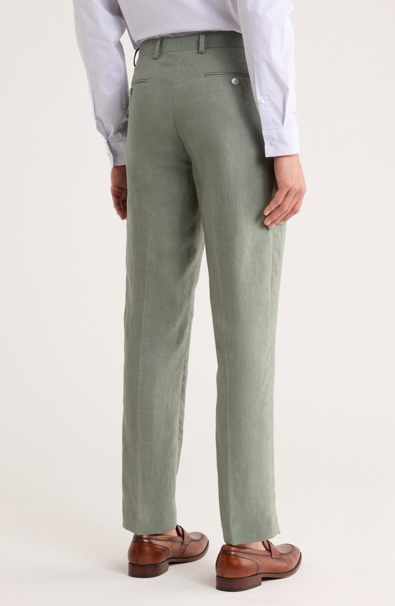 Tommy Hilfiger Flat Front Linen Trousers, Alternate, color, Sage Plain