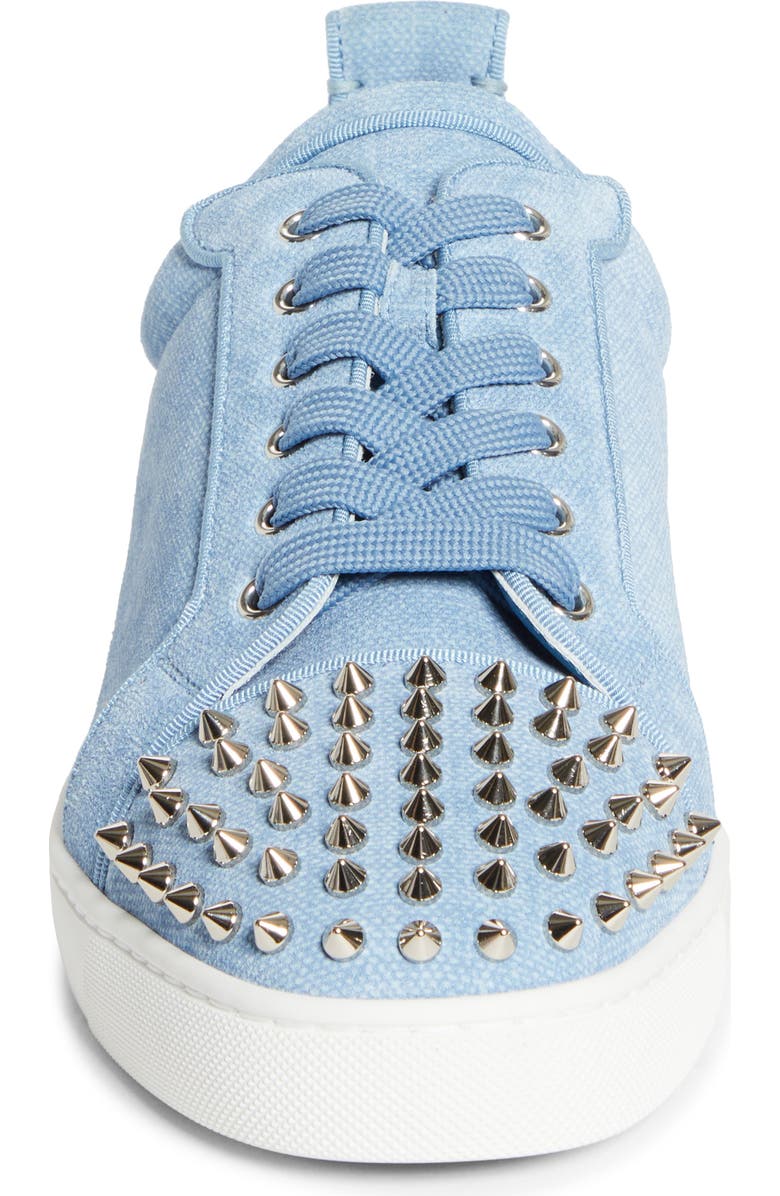 Christian Louboutin Louis Junior Spikes Orlato Sneaker, Alternate, color, Ceruleo/ Silver
