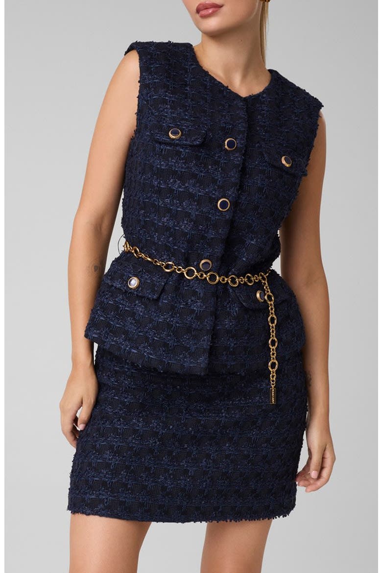 Geneve Belted Boucle Vest, Main, color, DARING OCEAN