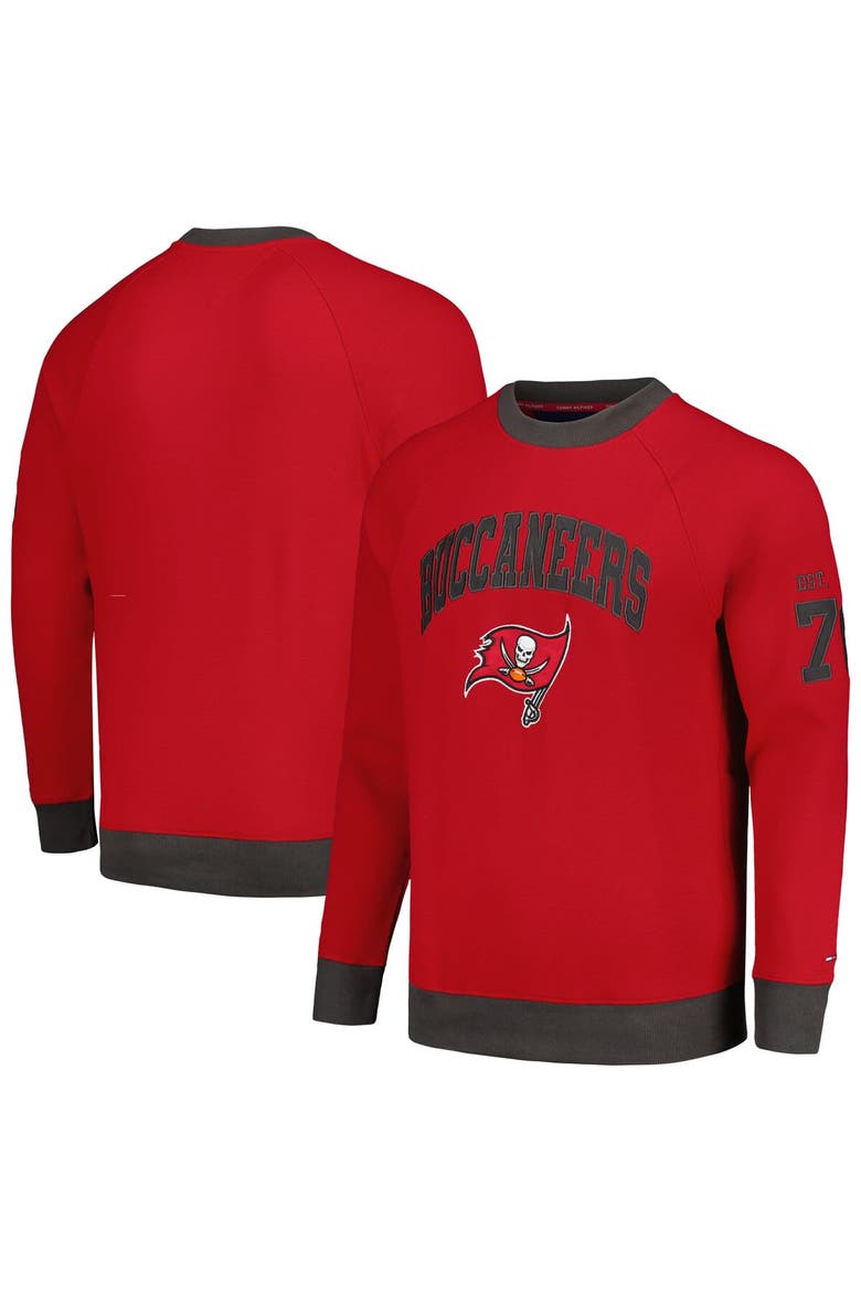 Men's Tommy Hilfiger Red Tampa Bay Buccaneers Reese Raglan Tri-Blend Pullover Sweatshirt, Main, color, Red