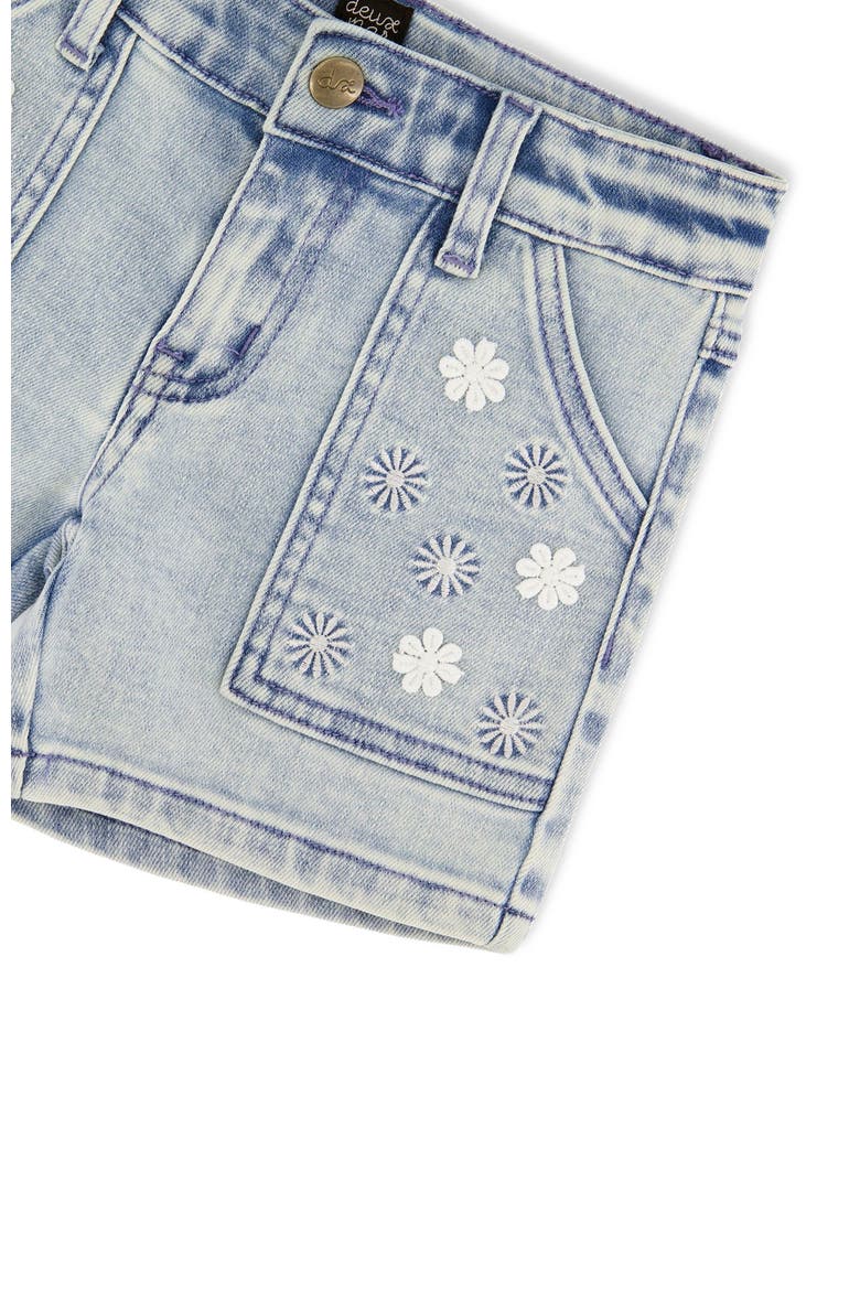 Embroidered Daisies Denim Shorts, Alternate, color, Light Blue Denim
