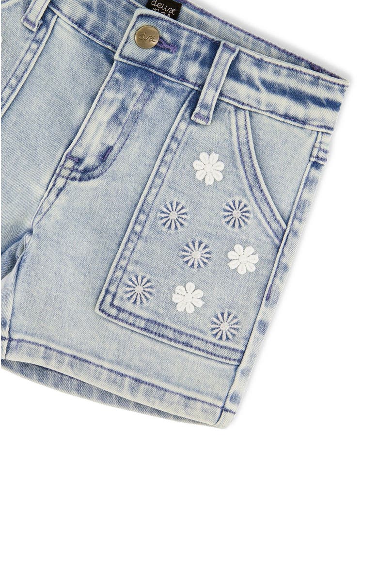 Deux par Deux Embroidered Daisies Denim Shorts, Alternate, color, Light Blue Denim
