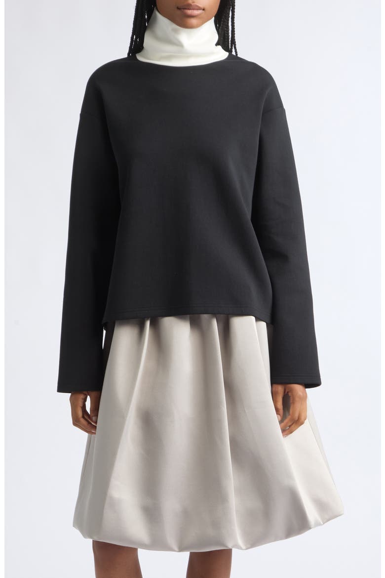 Contrast Jersey Turtleneck, Main, color, BLACK/ WHITE