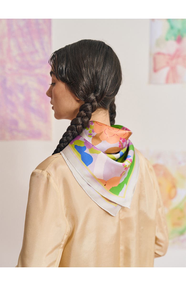 Lost Pattern FRIDA x LOST PATTERN "Frida's Garden" Silk Bandana Scarf, Alternate, color, Pink