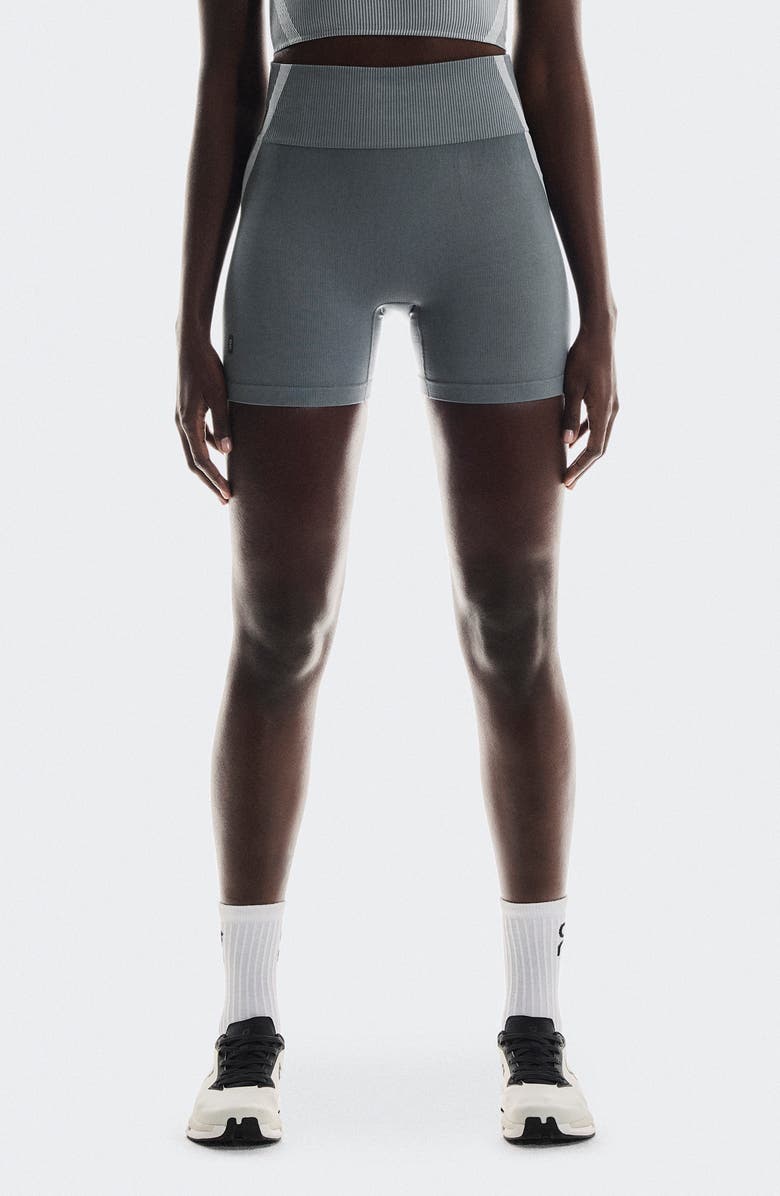 On Studio Knit Bike Shorts, Main, color, Rock/ Glacier