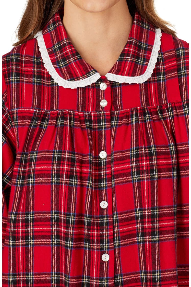 Ballet Cotton Flannel Nightgown, Alternate, color, REDPLAID