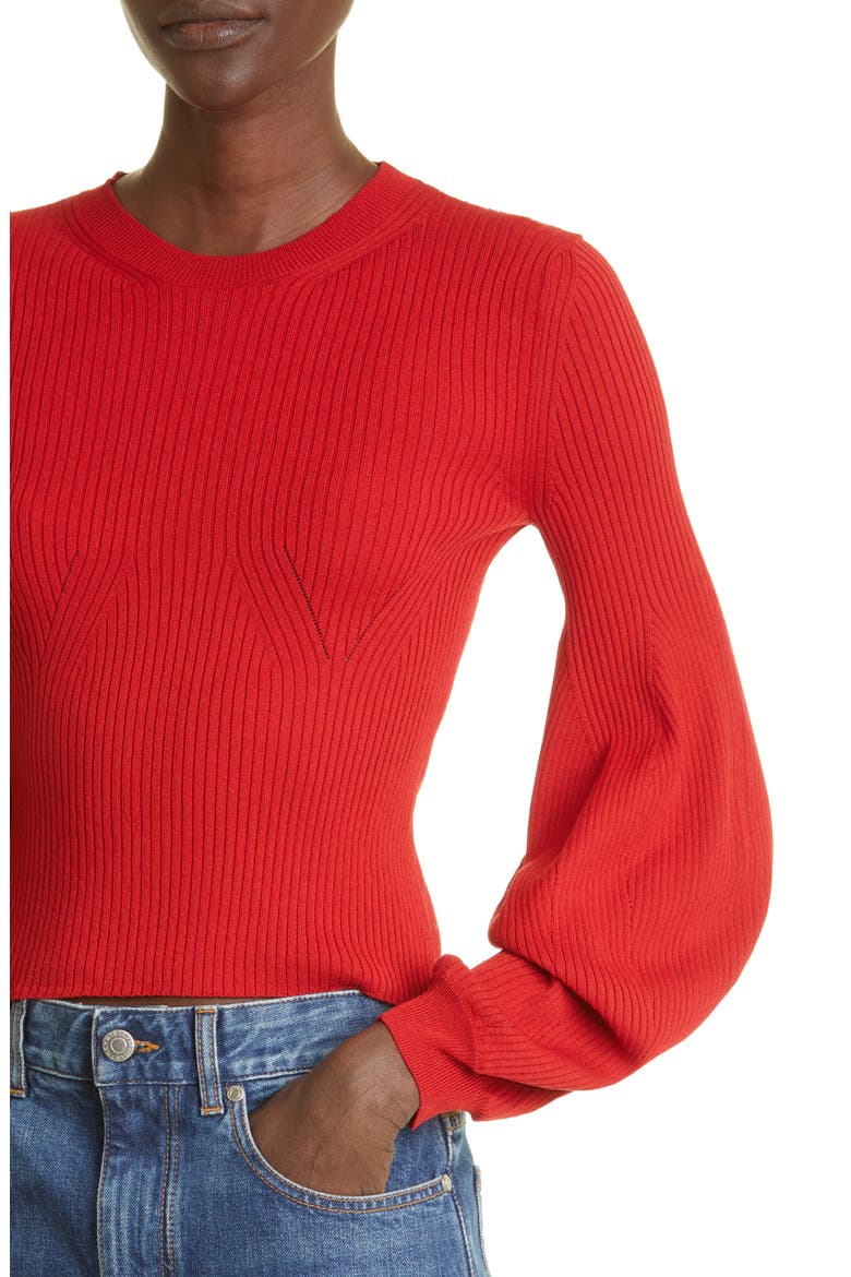 Sensual Stretch Balloon Sleeve Sweater, Alternate, color, RUST