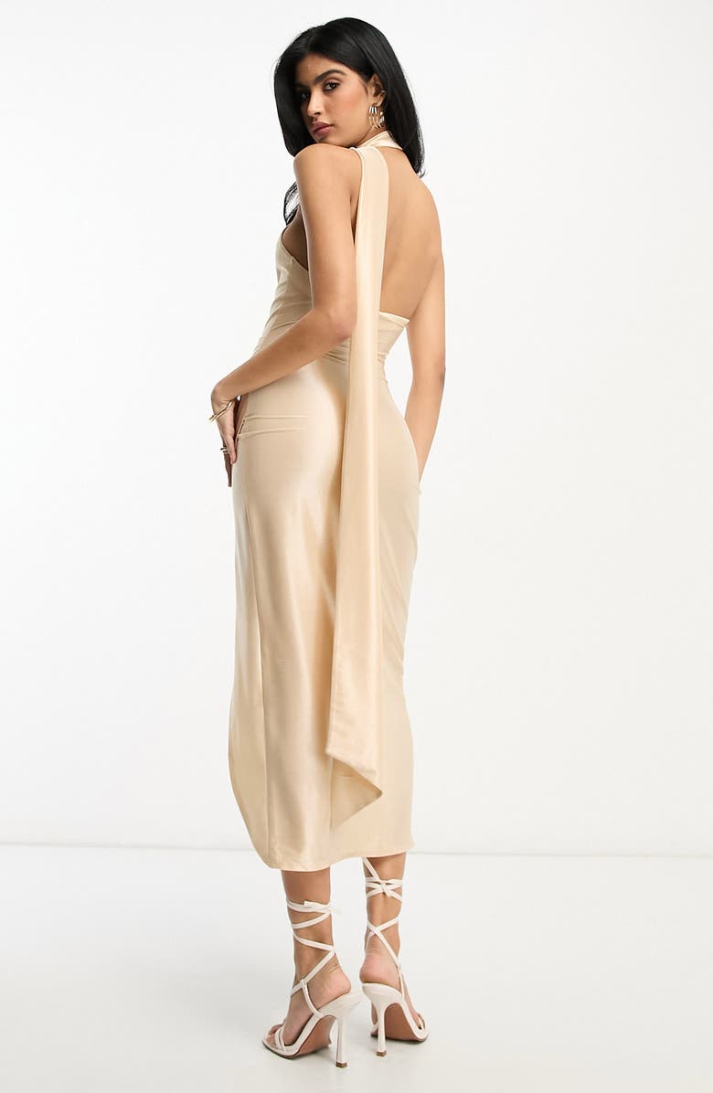 ASOS DESIGN Halter Satin Cocktail Dress, Alternate, color, 