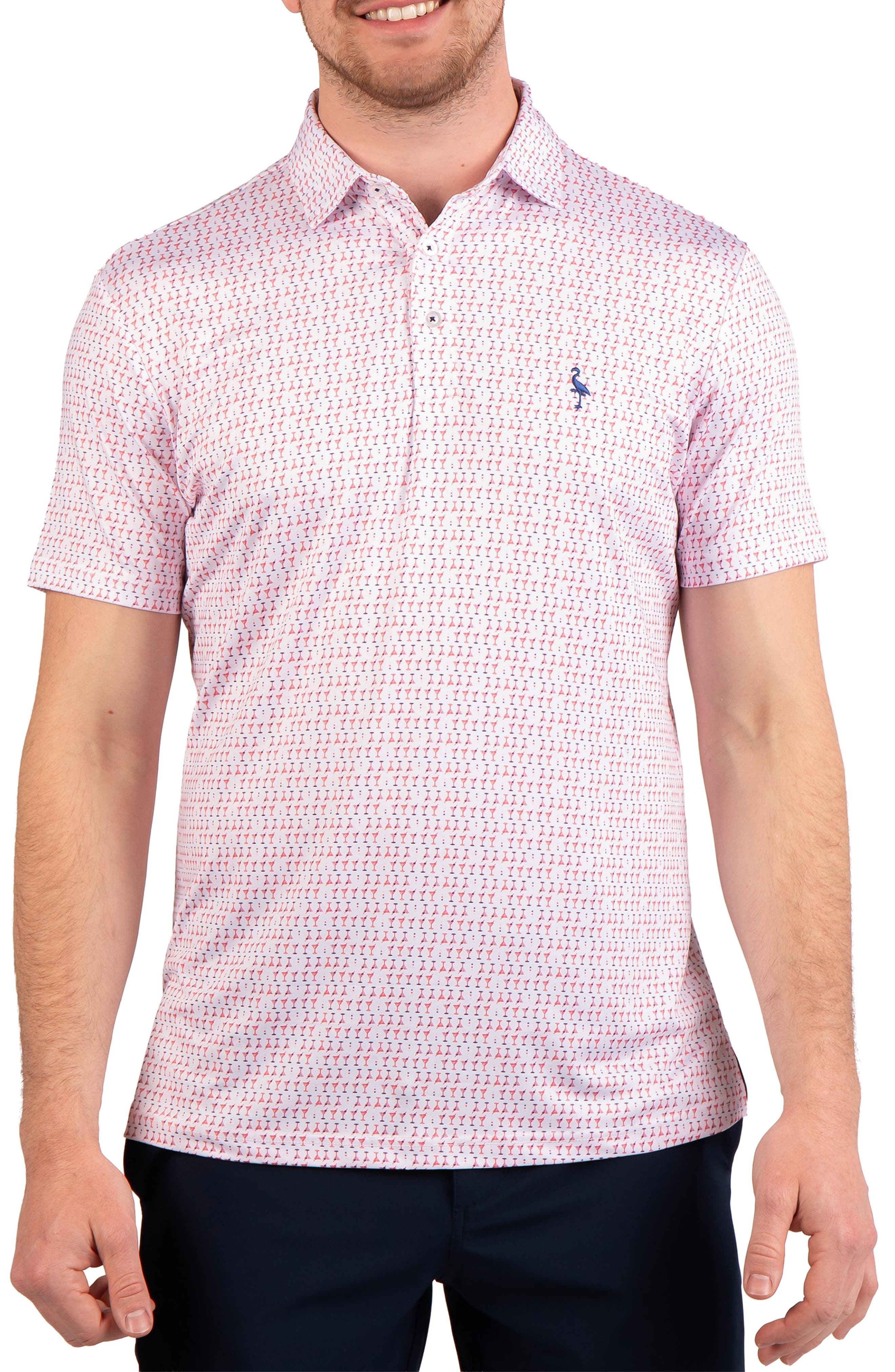 TailorByrd Martini Glass Print Performance Polo