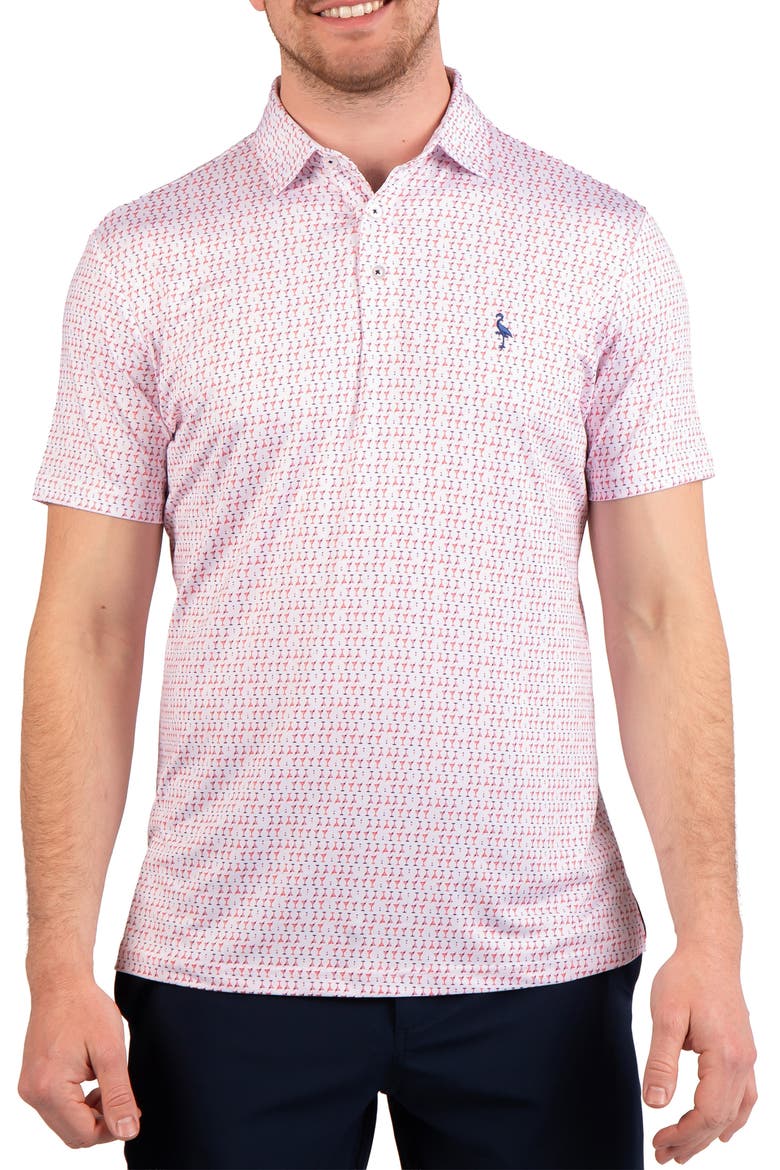 Martini Glass Print Performance Polo, Main, color, RED