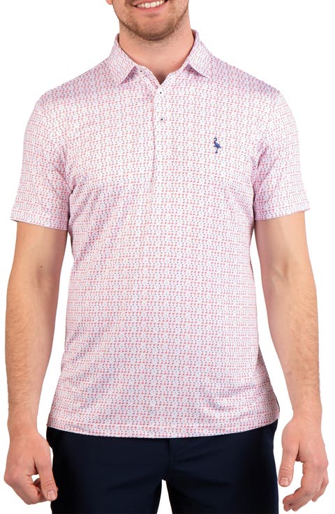 Martini Glass Print Performance Polo