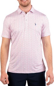 TailorByrd Martini Glass Print Performance Polo