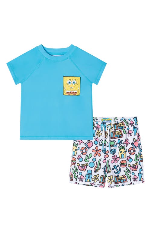 Andy & Evan x Spongebob SquarePants™ Two-Piece Rashguard Swimsuit in Blue 