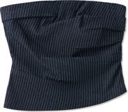 MANGO Isola Pinstripe Denim Strapless Top