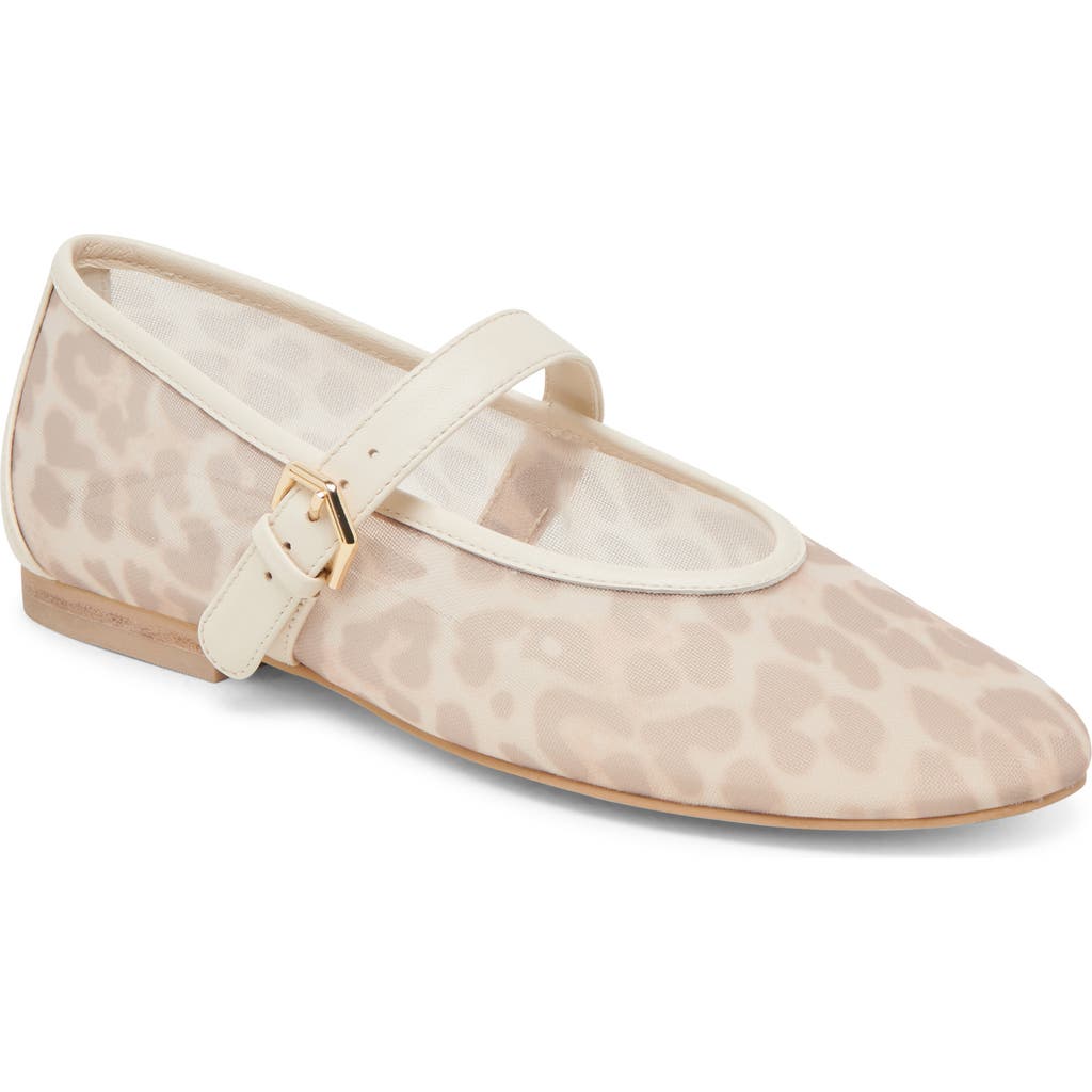 Dolce Vita Women's Roslyn Mesh Mary Jane Flats In White Leopard