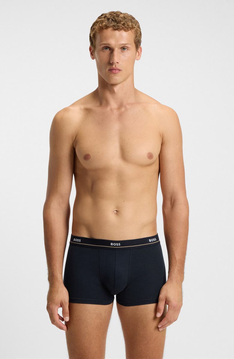 BOSS Assorted 5-Pack Essential Stretch Cotton Trunks, Alternate, color, Black/ Red/ Grey/ Navy