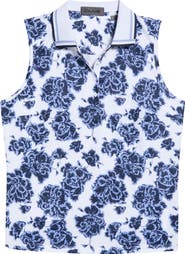 G/FORE Floral Sleeveless Tech Golf Polo