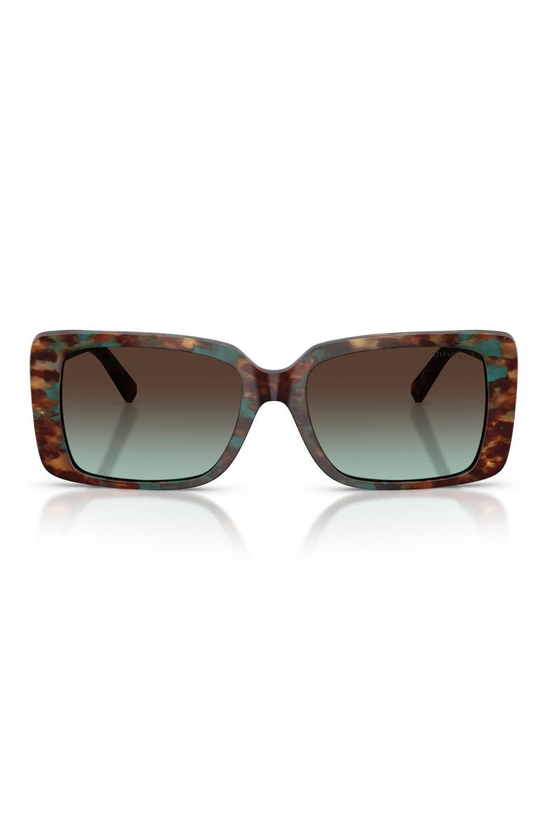 55mm Gradient Rectangular Sunglasses, Main, color, BROWN TIFFANY HAVANA / AZURE