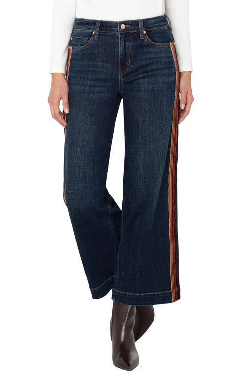 Liverpool Los Angeles Stride Velvet Side Stripe High Waist Ankle Wide Leg Jeans In Blue
