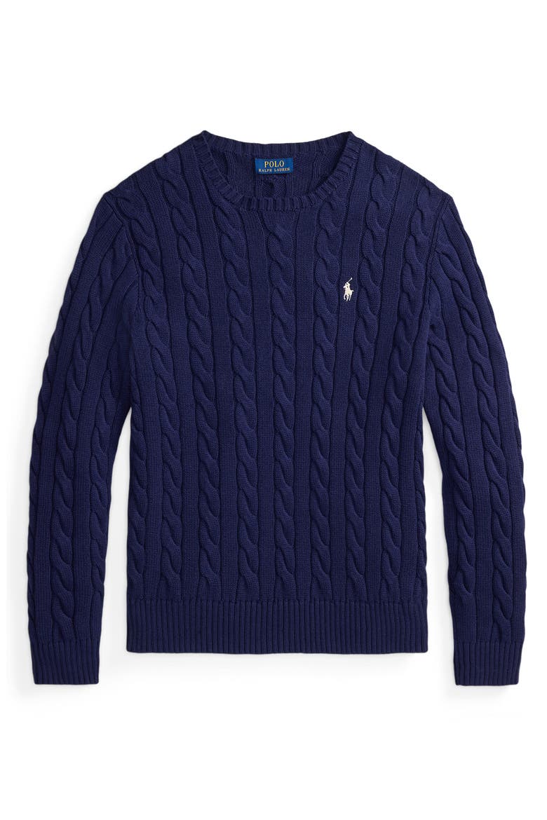 Cable Knit Cotton Sweater, Alternate, color, BRIGHT NAVY