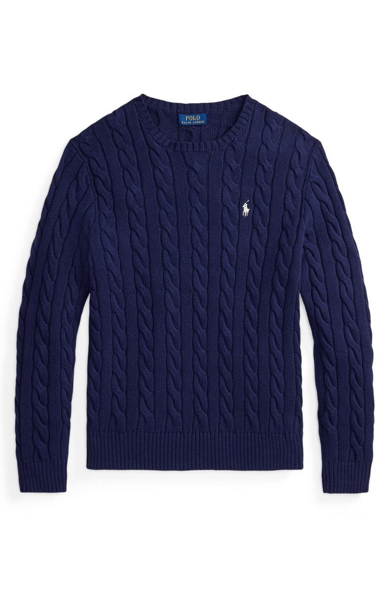 Polo Ralph Lauren Cable Knit Cotton Sweater, Alternate, color, Bright Navy