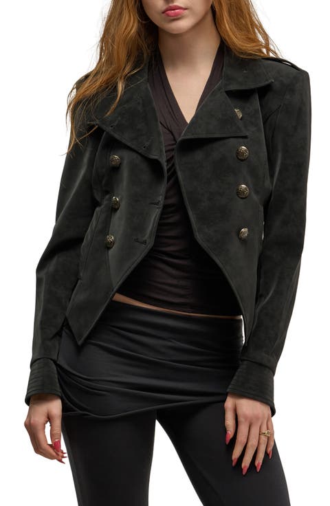Xenia Faux Suede Military Jacket