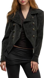 AZALEA WANG Xenia Faux Suede Military Jacket