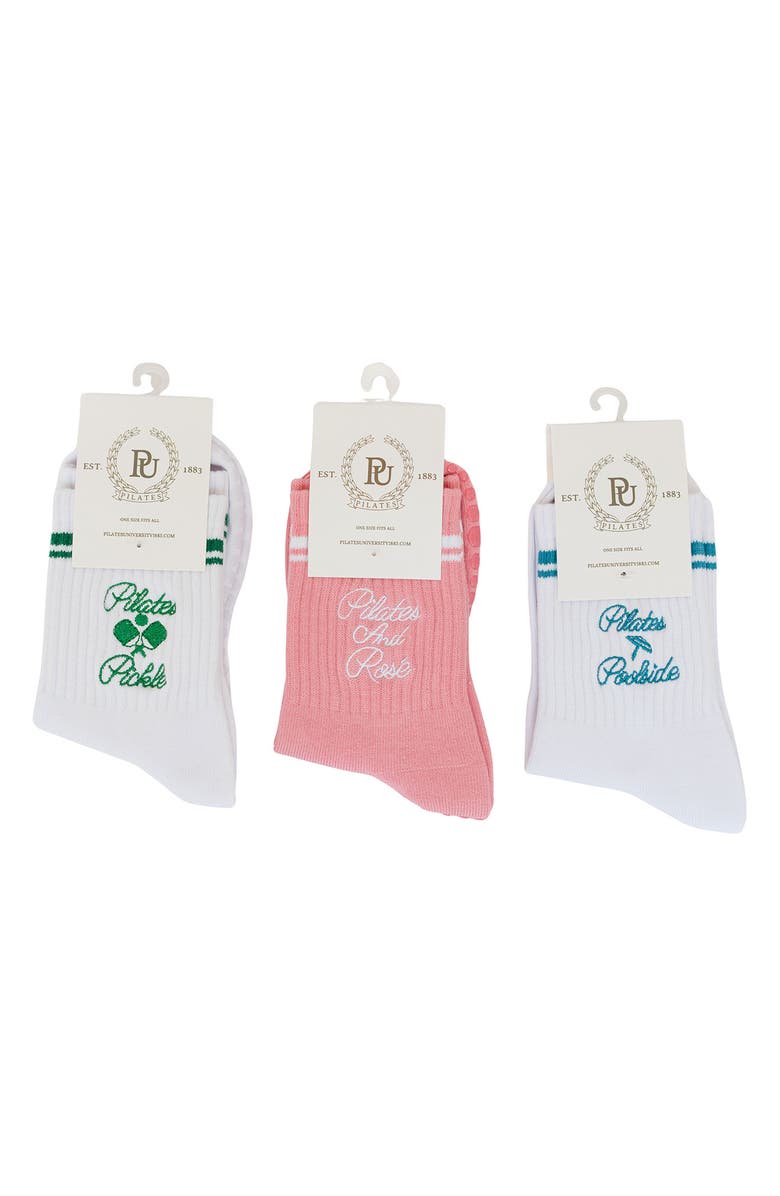 Assorted 3-Pack Country Club Nonslip Grip Crew Socks