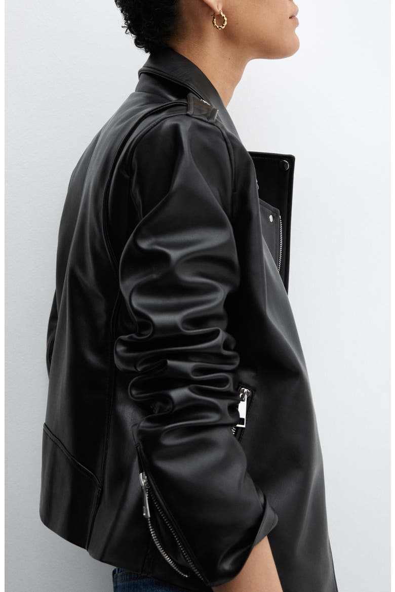 Liz Faux Leather Moto Jacket, Alternate, color, BLACK