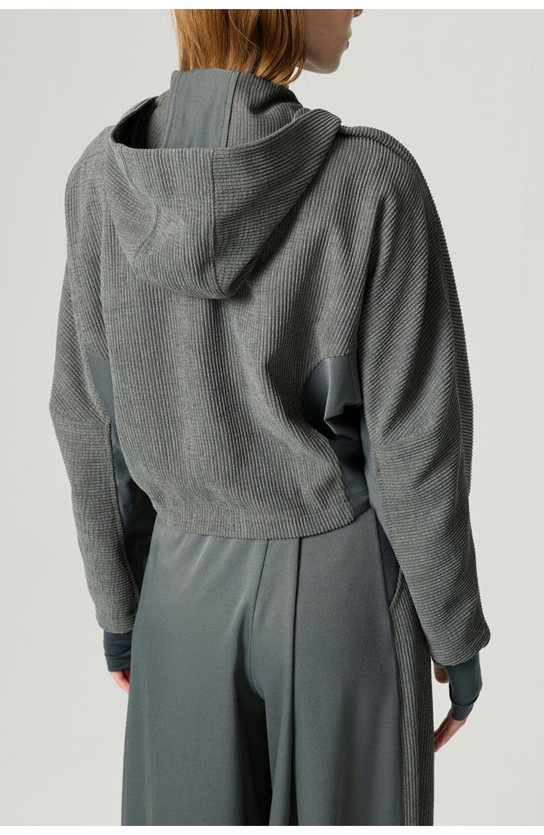 Nocturne Ribbed Zip-Up Hoodie Jacket, Alternate, color, Anthracite