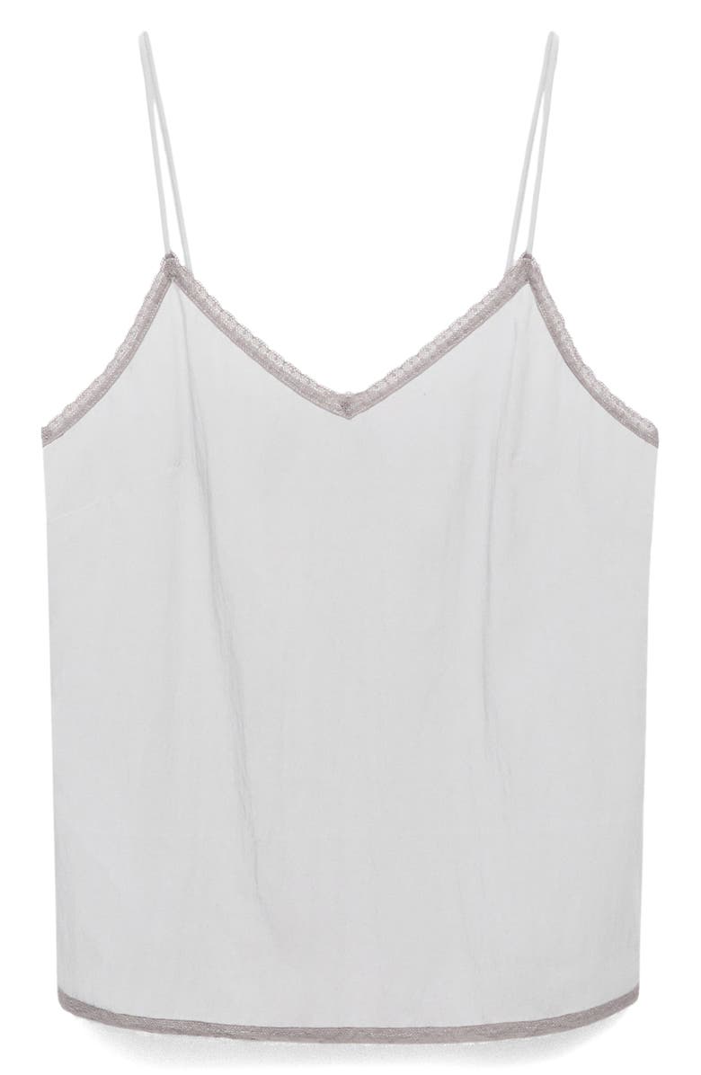 MANGO Lace Trim Pajama Top, Alternate, color, Light/ Pastel Grey