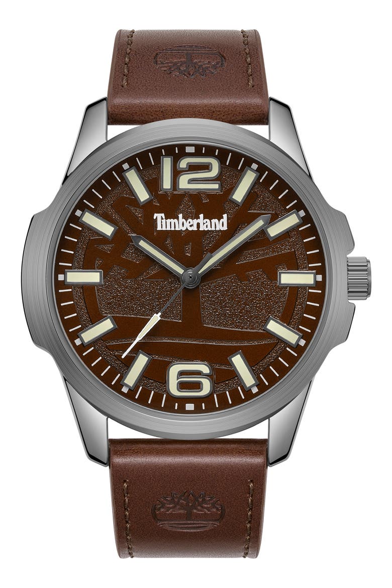 Classic Three-Hand Watch, Main, color, DARK BROWN